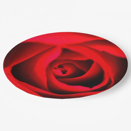 Rote Rose-Blume Pappteller (Schrägansicht)