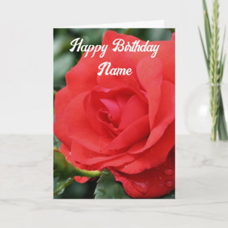 Rote Rose Blume Personalisiert Geburtstag Karte
