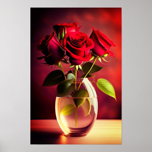 Rote Rose Blume Poster (Vorne)
