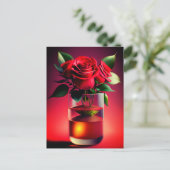 Rote Rose Blume Postkarte (Stehend Vorderseite)