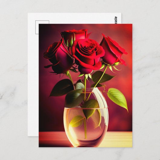 Rote Rose Blume Postkarte (Vorne/Hinten)