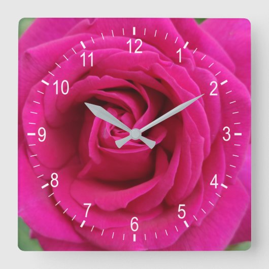 rote Rose Blume Quadratische Wanduhr (Vorderseite)