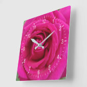 rote Rose Blume Quadratische Wanduhr (Winkel)