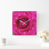rote Rose Blume Quadratische Wanduhr (Zuhause)
