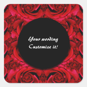 Rote Rose Blume Quadratischer Aufkleber