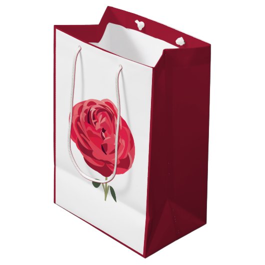 Rote Rose Blume Rote Rose Mittlere Geschenktüte (Vorderseite Schrägansicht)