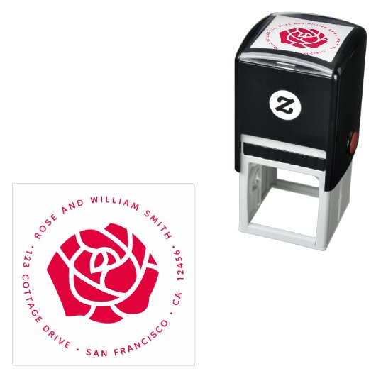 Rote Rose Blume Rücksendeadresse Permastempel (Beispiel)