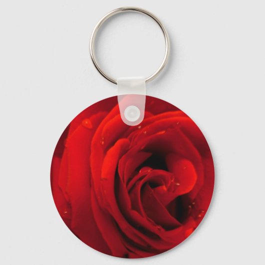 Rote Rose Blume Schlüsselanhänger (Vorderseite)
