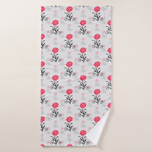 Rote Rose Blume Stalk-Muster Badehandtuch (Badehandtuch)