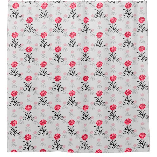 Rote Rose Blume Stalk-Muster Duschvorhang (Vorderseite)