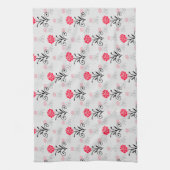 Rote Rose Blume Stalk-Muster Geschirrtuch (Vertikal)