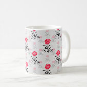 Rote Rose Blume Stalk-Muster Kaffeetasse (VorderseiteRechts)