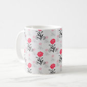 Rote Rose Blume Stalk-Muster Kaffeetasse (Vorderseite Links)