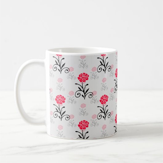 Rote Rose Blume Stalk-Muster Kaffeetasse (Links)