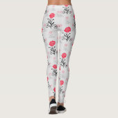 Rote Rose Blume Stalk-Muster Leggings (Rückseite)