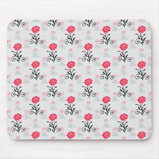 Rote Rose Blume Stalk-Muster Mousepad (Vorne)