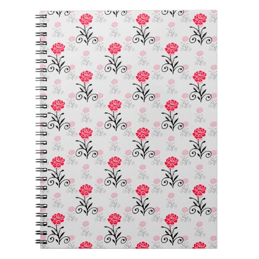 Rote Rose Blume Stalk-Muster Notizblock (Vorderseite)
