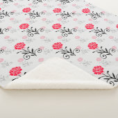 Rote Rose Blume Stalk-Muster Sherpadecke (3/4)