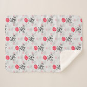 Rote Rose Blume Stalk-Muster Sherpadecke (Vorderseite (Horizontal))