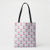 Rote Rose Blume Stalk-Muster Tasche (Vorderseite)