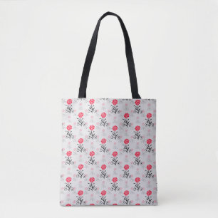 Rote Rose Blume Stalk-Muster Tasche