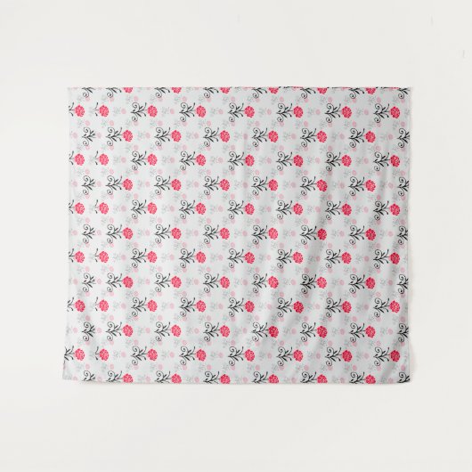 Rote Rose Blume Stalk-Muster Wandteppich (Vorderseite (Horizontal))