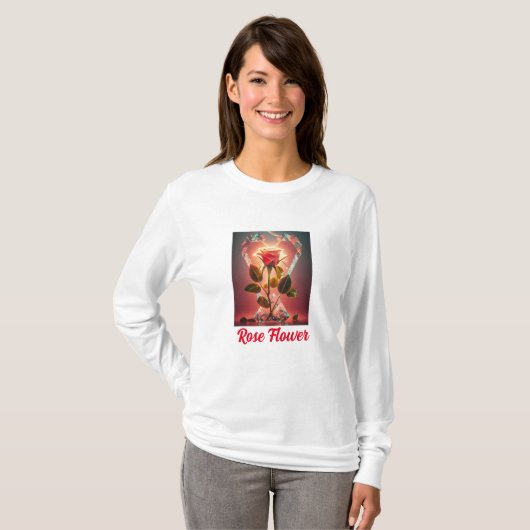 Rote Rose Blume T-Shirt (Vorne ganz)