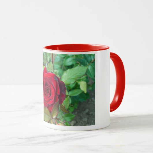 Rote Rose Blume Tasse (VorderseiteRechts)