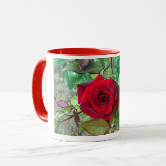 Rote Rose Blume Tasse (Vorderseite Links)