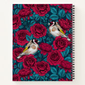 Rote Rose Blume und Goldflossenvögel Notizblock (Rückseite)