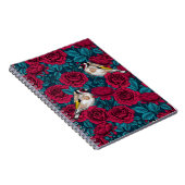Rote Rose Blume und Goldflossenvögel Notizblock (Rechte Seite)