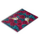 Rote Rose Blume und Goldflossenvögel Notizblock (Linke Seite)