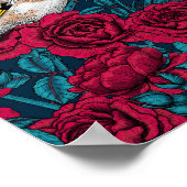 Rote Rose Blume und Goldflossenvögel Poster (Ecke)