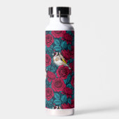 Rote Rose Blume und Goldflossenvögel Trinkflasche (Links)