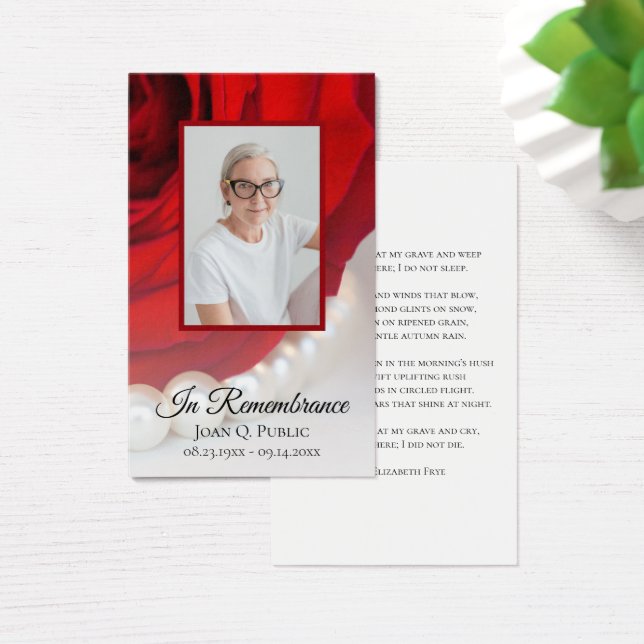 Rote Rose Blume und Perlen Beerdigungsgebet (Schreibtisch)