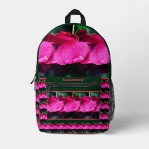 Rote Rose Blume und Seile Personalisiert Bedruckter Rucksack