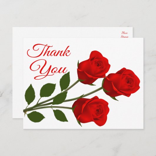 Rote Rose Blume Vielen Dank Postkarte (Vorne/Hinten)