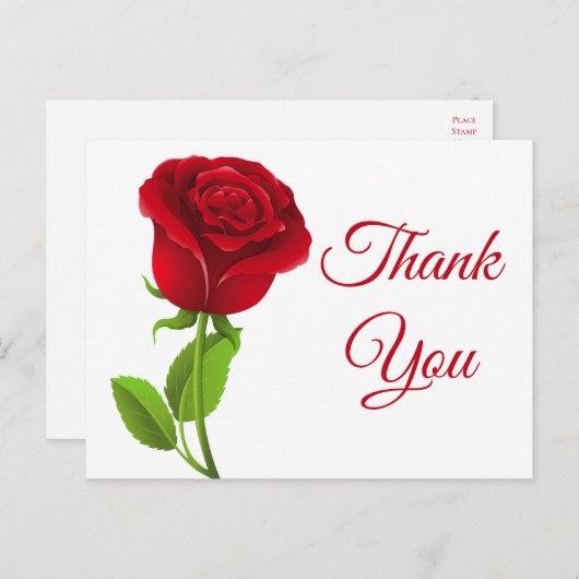 Rote Rose Blume Vielen Dank Postkarte (Vorne/Hinten)