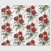 Rote Rose Blume Vintag Französisch Script Valentin Geschenkpapier (Flach)