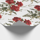 Rote Rose Blume Vintag Französisch Script Valentin Geschenkpapier (Ecke)