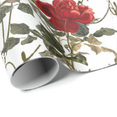 Rote Rose Blume Vintag Französisch Script Valentin Geschenkpapier (Rolleneckpunkt)