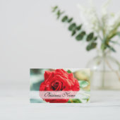 Rote Rose Blume Visitenkarte (Stehend Vorderseite)