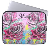 Rote Rose Blume Wasserfarben Rosa Farbenfrohe Kuns Laptopschutzhülle (Vorderseite)