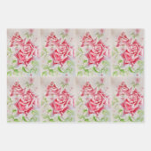 Rote Rose Blume Wasserfarben Shabby Chic Rose Geschenkpapier Set (Vorderseite 3)