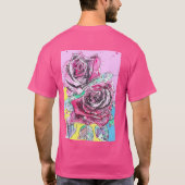 Rote Rose Blume Wasserfarben T-Shirt (Rückseite)