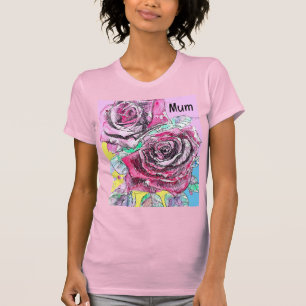 Rote Rose Blume Wasserfarben T-Shirt
