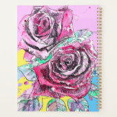 Rote Rose Blume Wasserfarbene Kunst Planer (Rückseite)