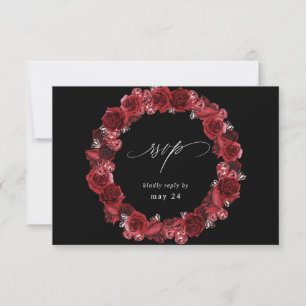 Rote Rose Blumen & Kristall mit Essen RSVP - Schwa Karte