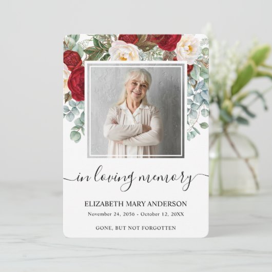 Rote Rose Blumenbeerenkarte Dankeskarte (Stehend Vorderseite)