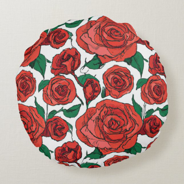 Rote Rose Blumendesign #1 Throw Kissen (Rückseite)